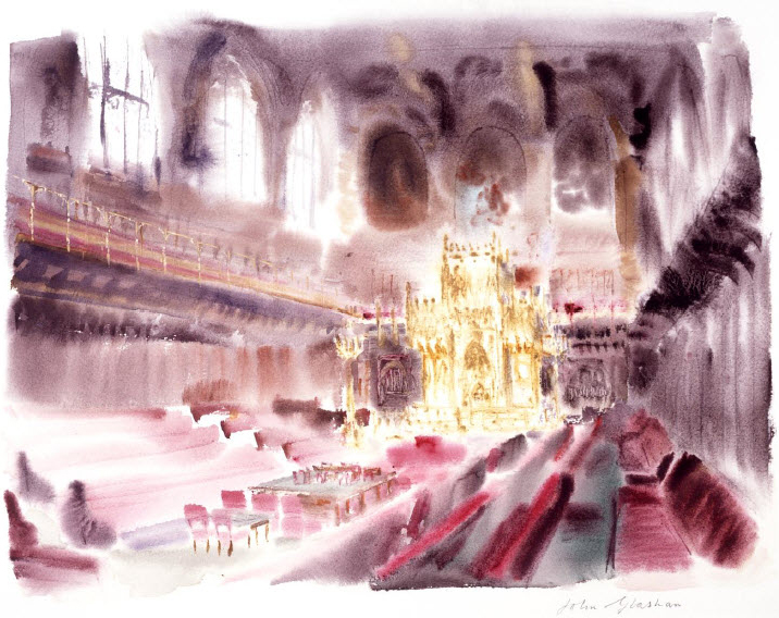 Painting of Peers Chamber, House of Lords, by John Glashan